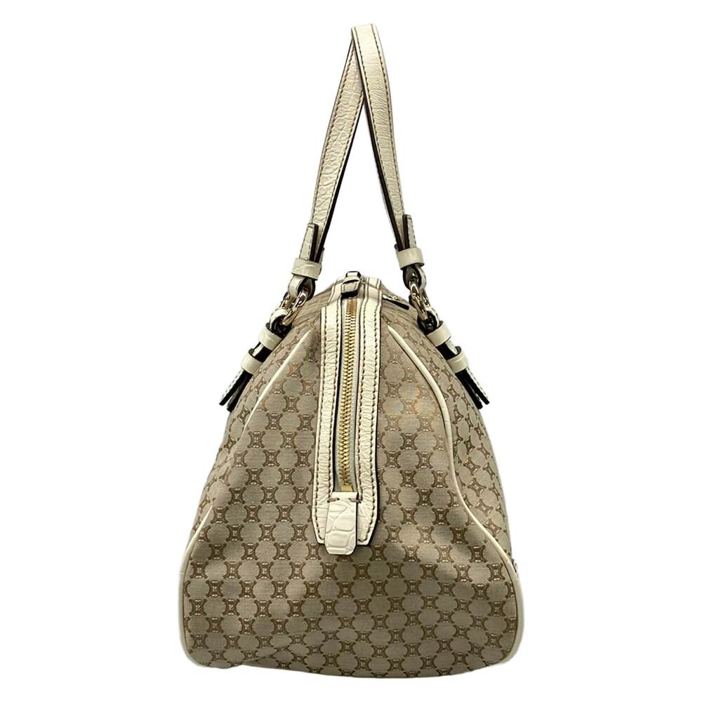 Celine Macadam Handbag Gray Beige Cream Jacquard Leather - Picture 2 of 10